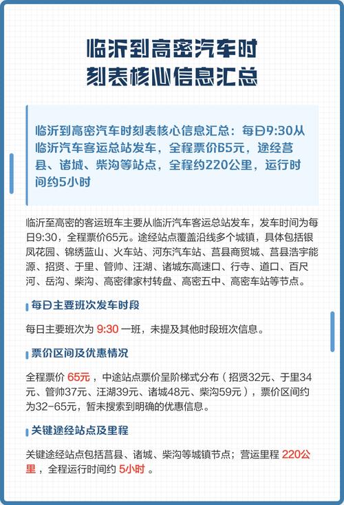 临沂到高密汽车时刻表核心信息汇总